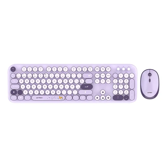 Kit Teclado Y Mouse Acteck Creator Mk485 Inalambrico Violeta