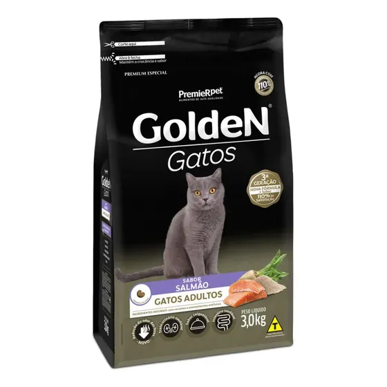 Ração Seca Golden Premium Especial Gato Adulto Sabor Salmão 3kg