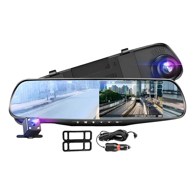 Espejo Retrovisor Doble Cámara Pantalla 4.5'' Full Hd Carro