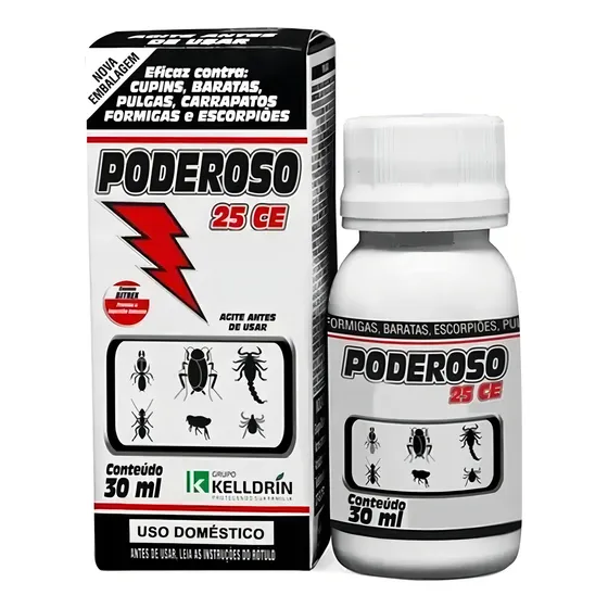 Inseticida Veneno Poderoso 25ce kelldrin mata barata escorpião aranha pulga carrapato concentrado 30ml