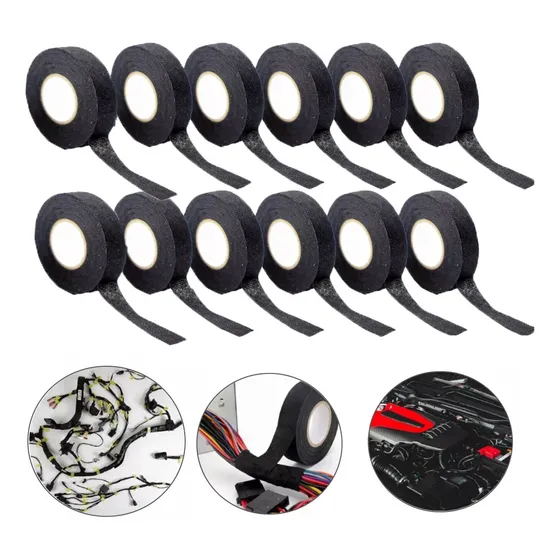 Pack 12 Rollos Cinta Tela Cableado Automotriz Gps Tracker 15