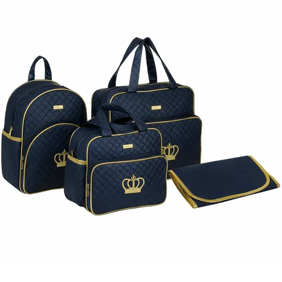 Bolsa de bebê saída maternidade com mochila e trocador grande Devera azul