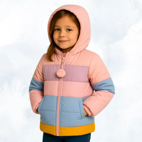 Jaqueta Casaco Infantil Menina Puffer Bobojaco Colorida Frio