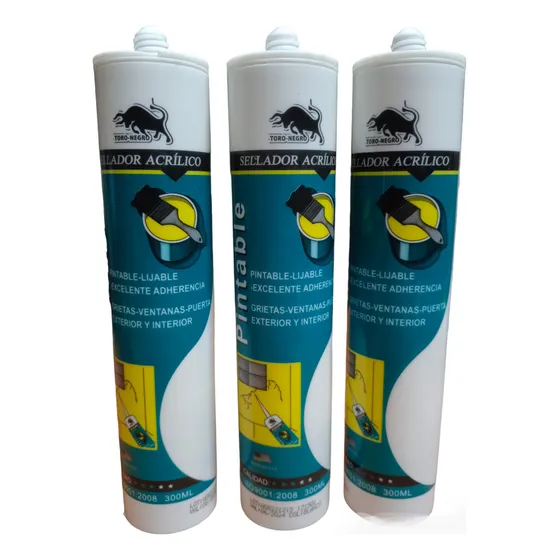 Pak 3 Unid Silicona Sellador Acrílico Pintable Blanco 