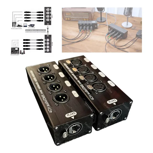 1 Par De 4 Canales Xlr De 3 Pines Audio Y Dmx Extensor