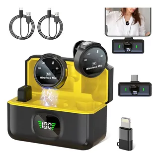 Microfone Lapela J6 Imã Sem Fio Duplo Duplo Anti Ruído