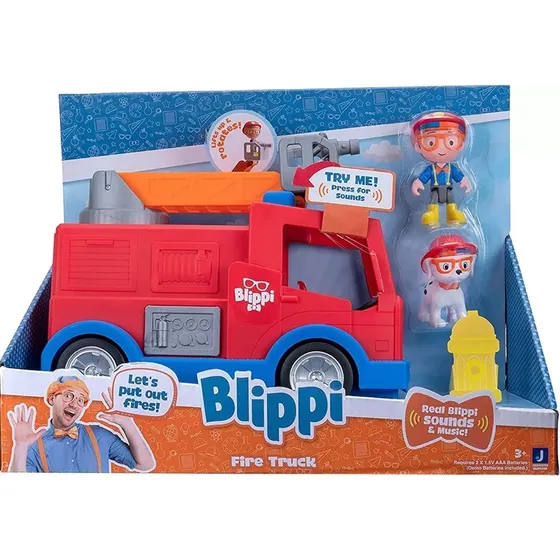 Camión De Bomberos Blippi Original Con Sonido + 2 Figuras