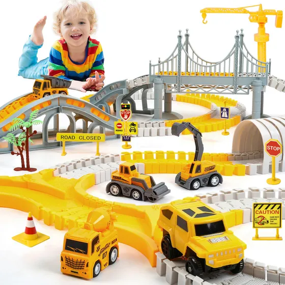 Juguete Pista De Auto Para Niño Bloque De Vehiculo Educativo Color Amarillo