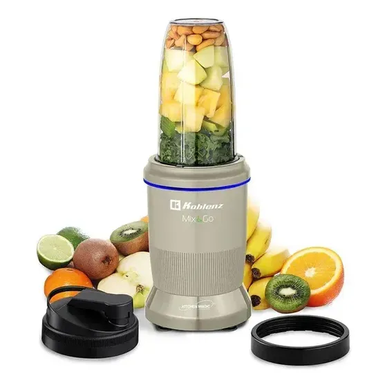 Licuadora Portátil Koblenz Mix&Go 1000W con Vaso de Tritán y 6 Accesorios Color Hueso