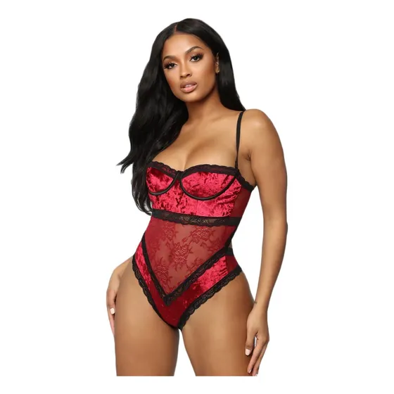 Mono De Lencería Tipo Teddy Underwire Con Encaje De Terciope