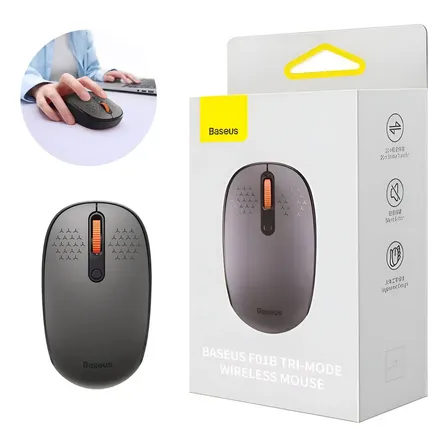 Mouse Baseus F01b Bluetooth / Wifi Com Até 1700 Dpi E 250hz. Preto Mouse Baseus Wireless Bluetooth F01b