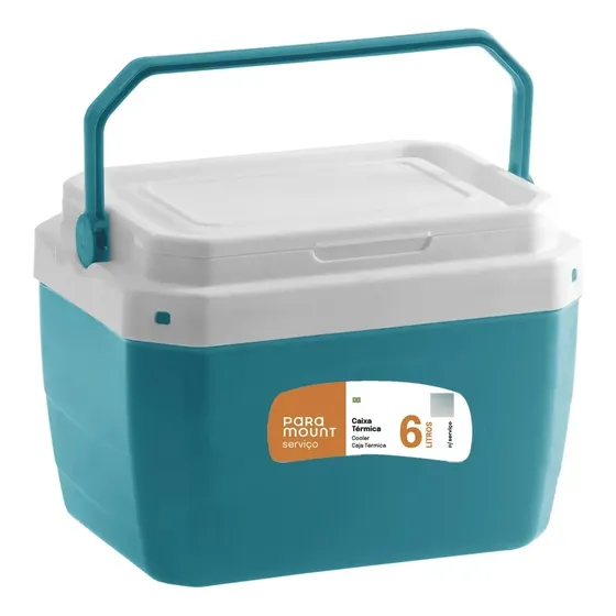 Caixa Térmica Cooler Portátil Com Alça 6 Lts Verde Paramount