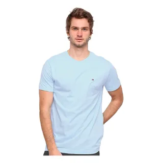 Camiseta Tommy Hilfiger Essential Cotton Azul Claro Camiseta Tommy Hilfiger Essential Cotton Azul Claro