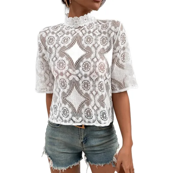 Blusa  Top Importado  Shein Blanca Manga Corta S