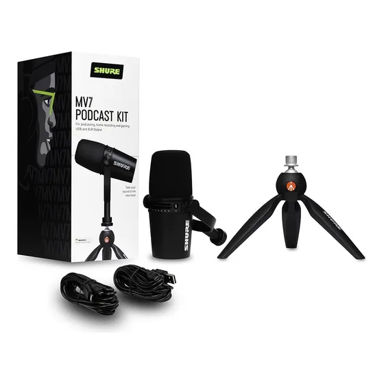 Micrófono Shure Mv7 Dinámico Podca Xlr/usb+ TriPod Manfrotto
