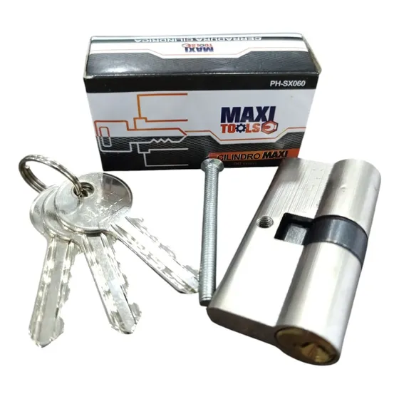Cilindro De Seguridad Para Puerta Con 3 Llaves / 60mm