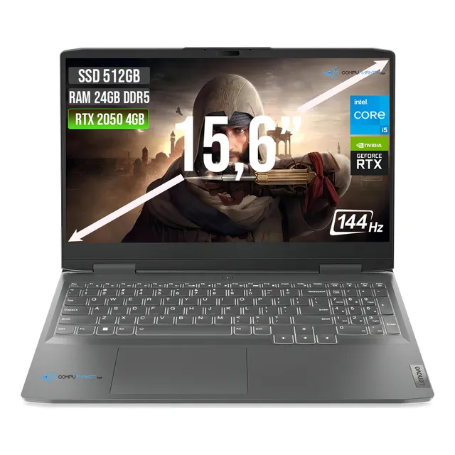 Notebook gamer Lenovo LOQ 15IRH8 15.6" Intel Core i5 13420H 8GB de RAM 512GB SSD NVIDIA GeForce RTX 3050 144 Hz Windows 11 Color Storm Gray
