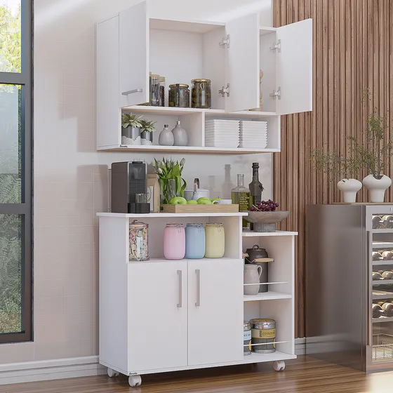 Armário Cozinha Completa Modulada Com Balcão Para Microondas