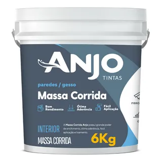 Massa Corrida Pva Premium Interior Para Paredes Anjo - 6kg Massa Corrida Pva Premium Interior Para Paredes Anjo - 6kg