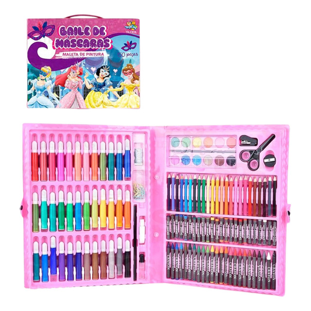 Maleta P/ Desenho Baile De Mascaras C/150 Peças - Toyking Maleta P/ Desenho Baile De Mascaras C/150 Peças - Toyking