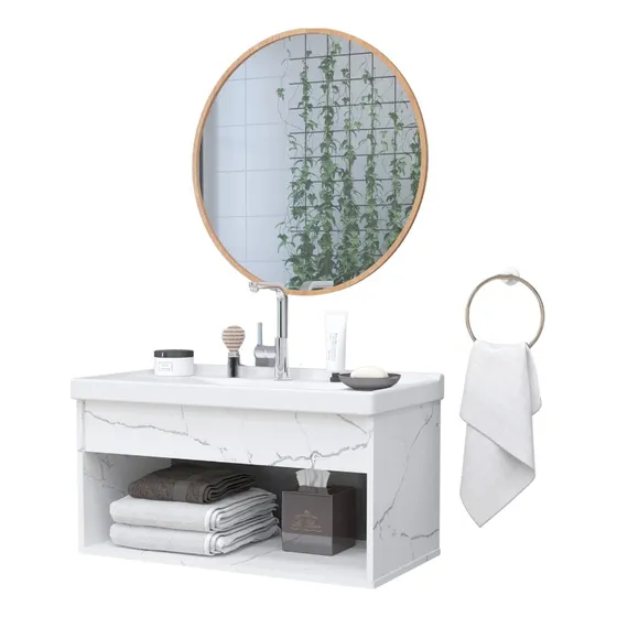 Gabinete Banheiro Em Mdf Com Pia Cuba - Zoff Riverzza