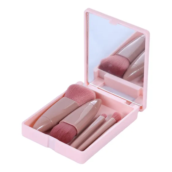 Miniso Set Brochas De Maquillaje Con Estuche 10 Cm 5 Piezas