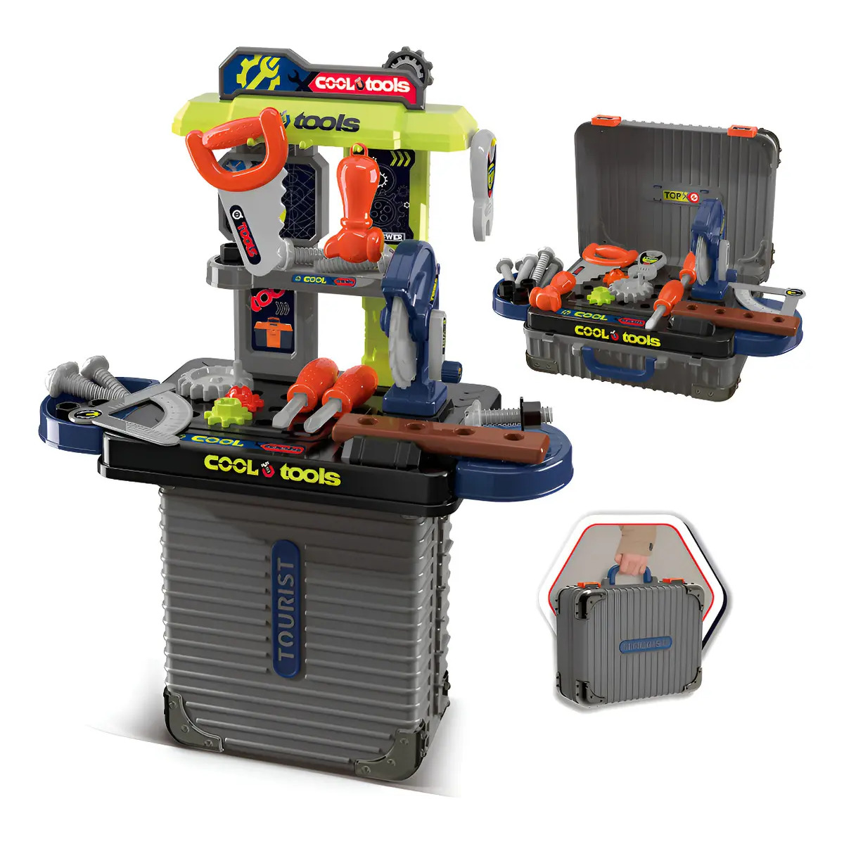 Bancada de Ferramentas Infantil 3 em 1 Maleta 31 Peças Maxi Toys Bancada de Ferramentas Infantil 3 em 1 Maleta 31 Peças Maxi Toys