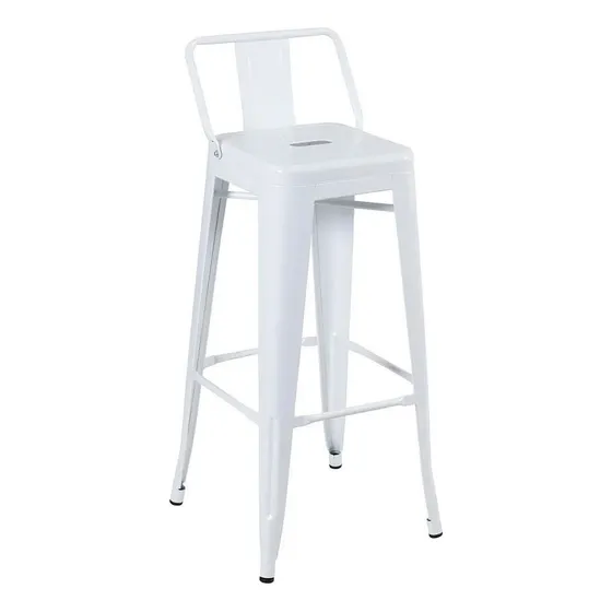 Taburete industrial Tolix Iron de metal con respaldo, 76 cm, color blanco
