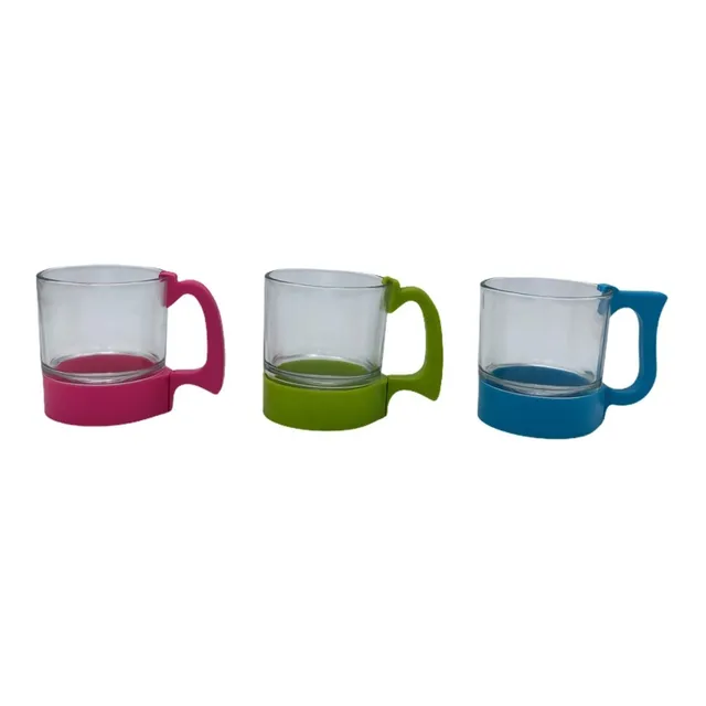 Taza De Vidrio Con Mango Pvc De Colores Hermosas Oferta 