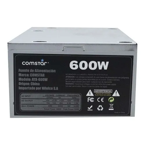 Fuente Atx Comstar 600w Potencia Real 280 A 300w Genérica