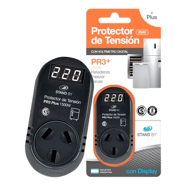 Protector De Tension 1500 W Con Voltimetro Digital Pr3plus Stand By