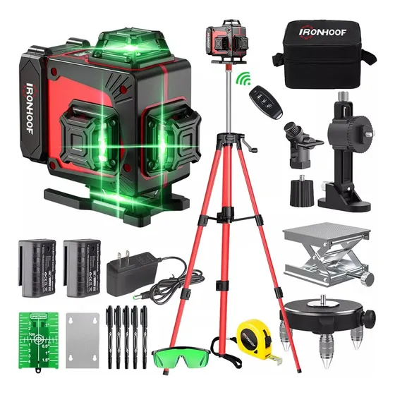 Nível Laser Verde 16 Linhas Tripé Verde Automático 360 Graus