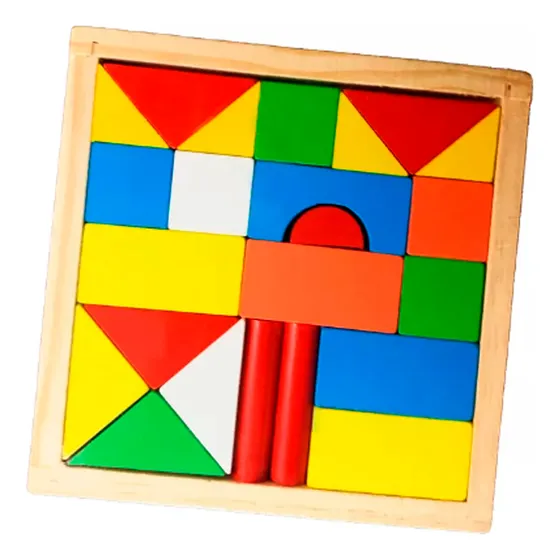 Caja De 23 Bloques Juego Infantil Figuras De Madera Mt08916
