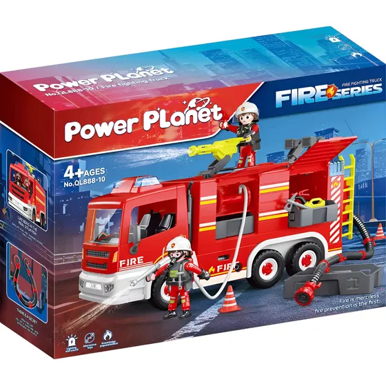 Camión Sisterna De Bomberos Con Accesorios Power Planet Color Rojo