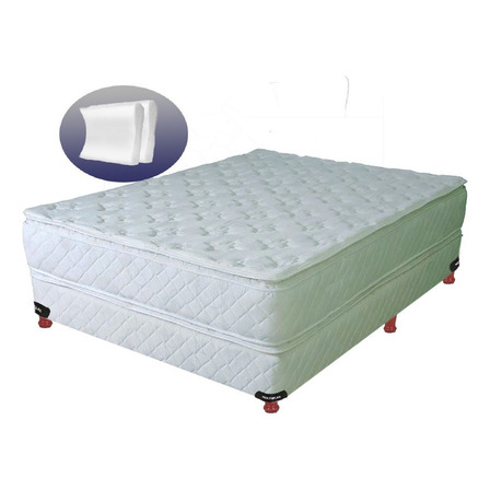 Somier 2 Plazas Y Media Espuma Almohadas Cervicales Color Blanco Somier 2 Plazas Y Media Espuma Almohadas Cervicales Color Blanco