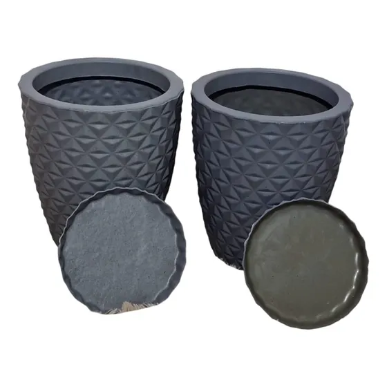 Kit 2 Vasos Para Plantas E Flores Coluna Diamante N1 Redonda