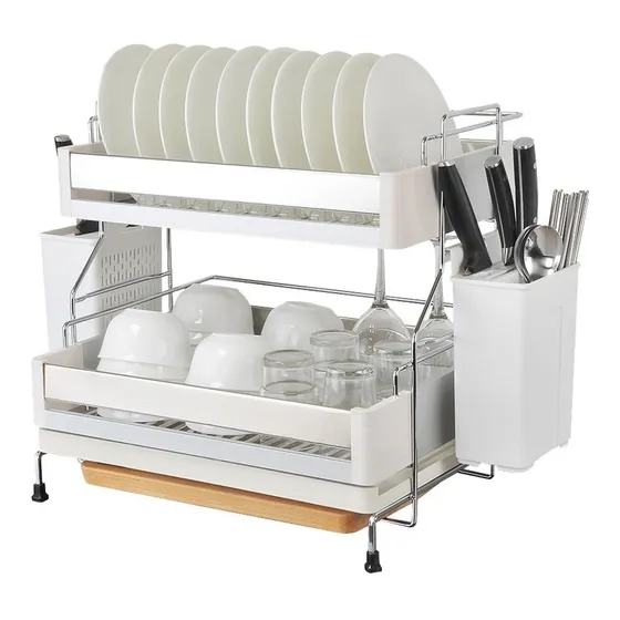 Escurridor De Platos Bari De Acero Inoxidable Y Plástico Abs