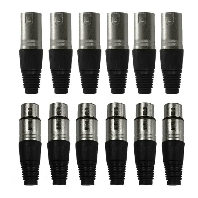 Paquete De 6 Conectores Canon Xlr Macho Y 6 Canon Xlr Hembra