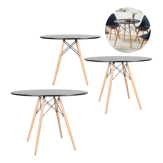 Mesas Eiffel 90cm Compacta Moderna Pés Palito 03 Unidades