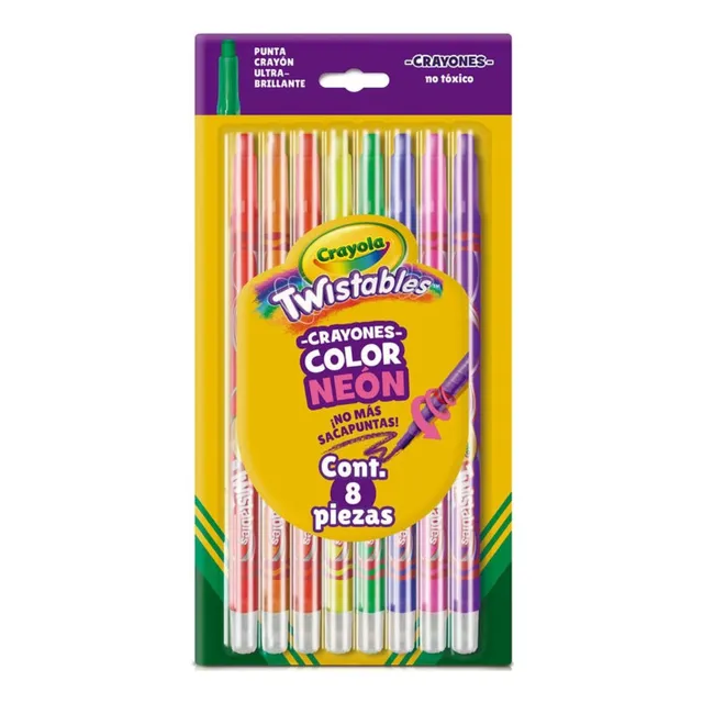 8 Crayones twistables extremos colores neon largos crayola