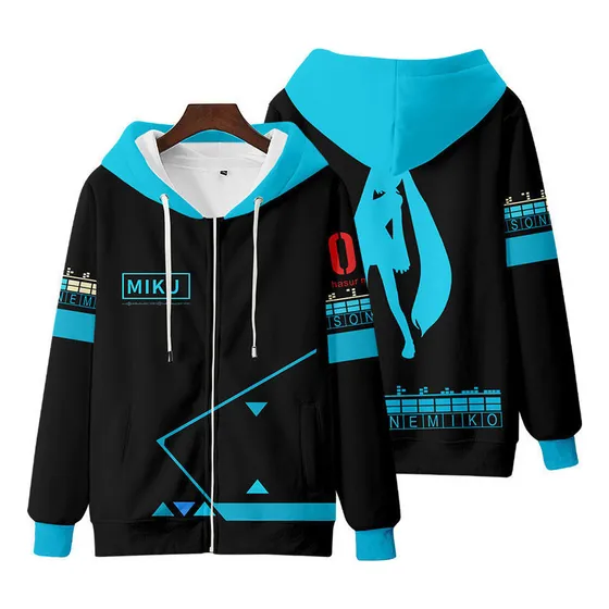 / Sudadera Juvenil Hatsune Miku Cosplay Con Cremallera