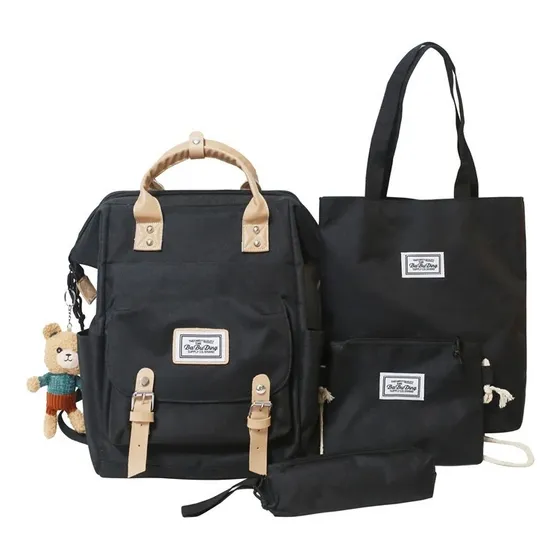 Set De Mochila 4 Piezas Mochila Tote Neceser Y Cartuchera
