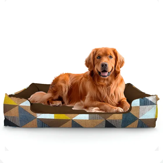 Cama Pet Extra Grande Xg Lavável Cachorro Porte Grande Cor Triângulo Caramelo