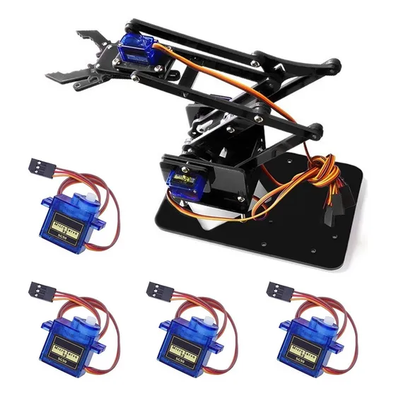 Brazo Robótico Mecanico Base Acrilico Arduino + 4 Servo Sg90