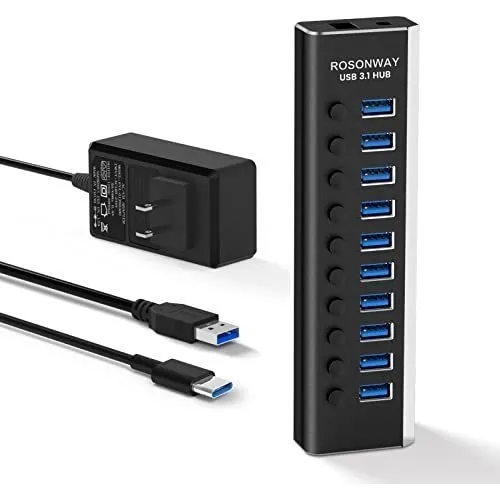 Usb Hub Alimentado, Rosonway 10 Port Usb 3.1 Hub Fz2se