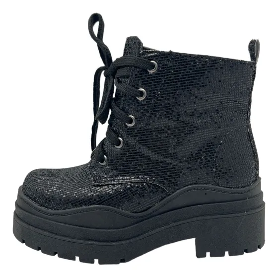 Bota Brillante Con Cordones Infantil Redak