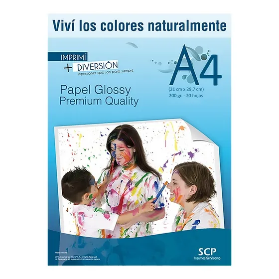 Resma SCP A4 fotográfico de 20 hojas de 200g color blanco de 100 unidades