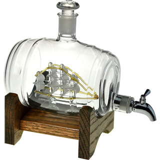 Decantador De Whisky; Diseño De Barril Con Barco Decantador De Whisky; Diseño De Barril Con Barco