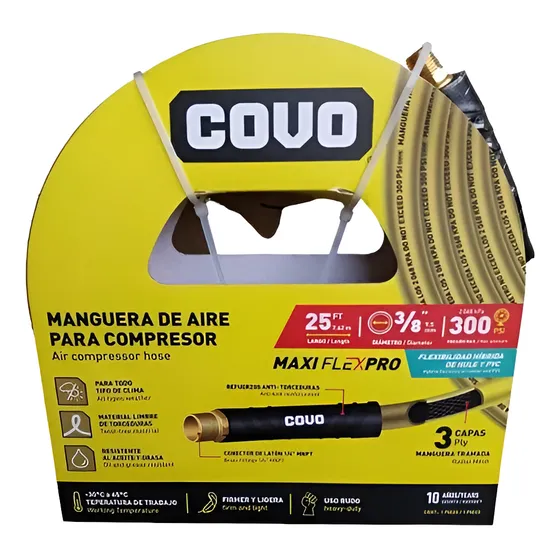 Manguera De Aire P/compresor 300 Psi 3/8  X 7.62 Mts Covo