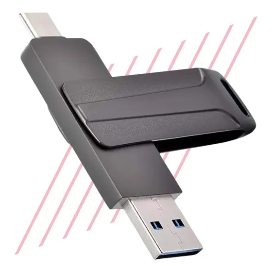 Pen Drive 8gb 2 Em 1 Entrada Usb E Tipo C Alta Velocidade Preto Den Drive